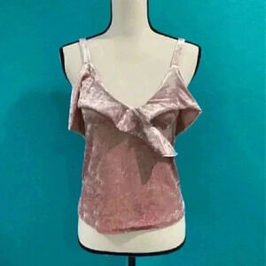 Mango crushed velvet light pink tank top in size xs